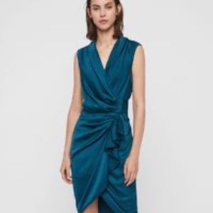 Allsaints Cocktail Ruched Cancity  Wrap Dress US8